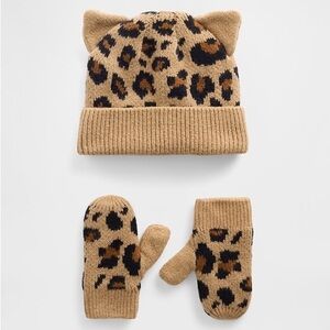 GAP Baby & Toddler CashSoft Leopard Beanie & Mittens Set